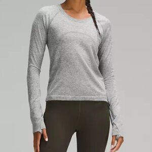 Lululemon Swiftly Tech Long-Sleeve Shirt 2.0 Race Length in Slate/White Size 8